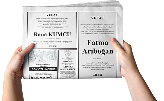 gazete vefat ilanı, vefat ilanı sayfası, gazeteye vefat